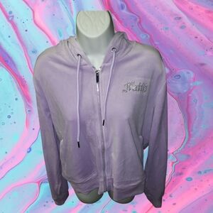 No Boundaries "Faith" Jr's sz xxl (19) light purple zip up hoodie